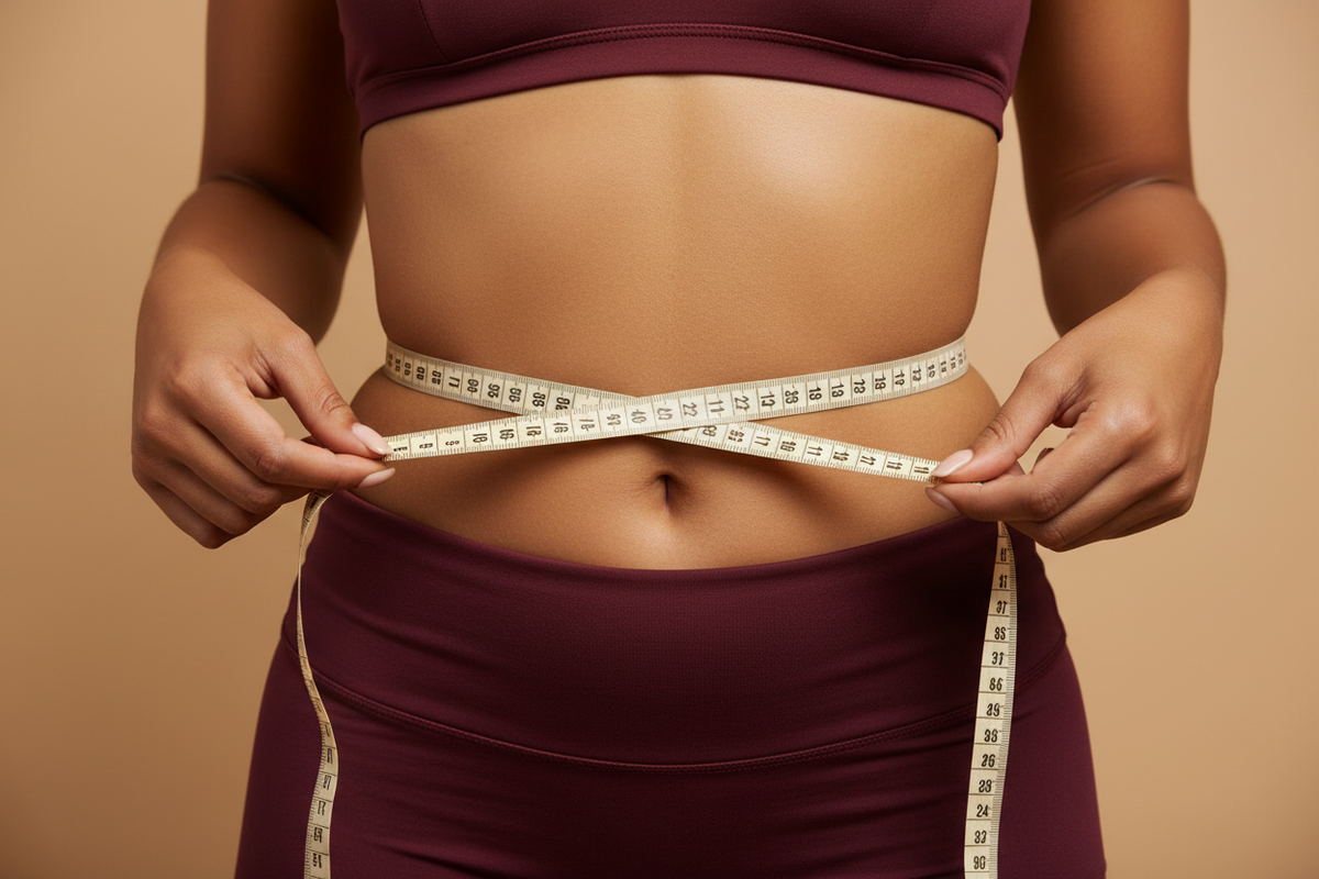 Measuring around the abdomen for waist beads