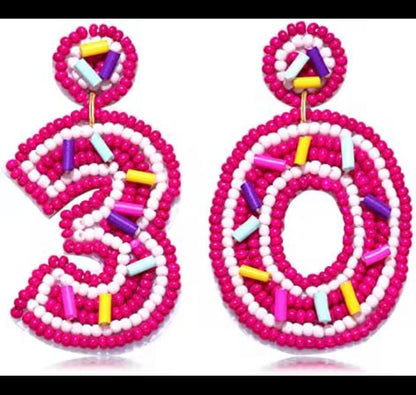 30th Birthday 30 years anniversary Beaded Earrings