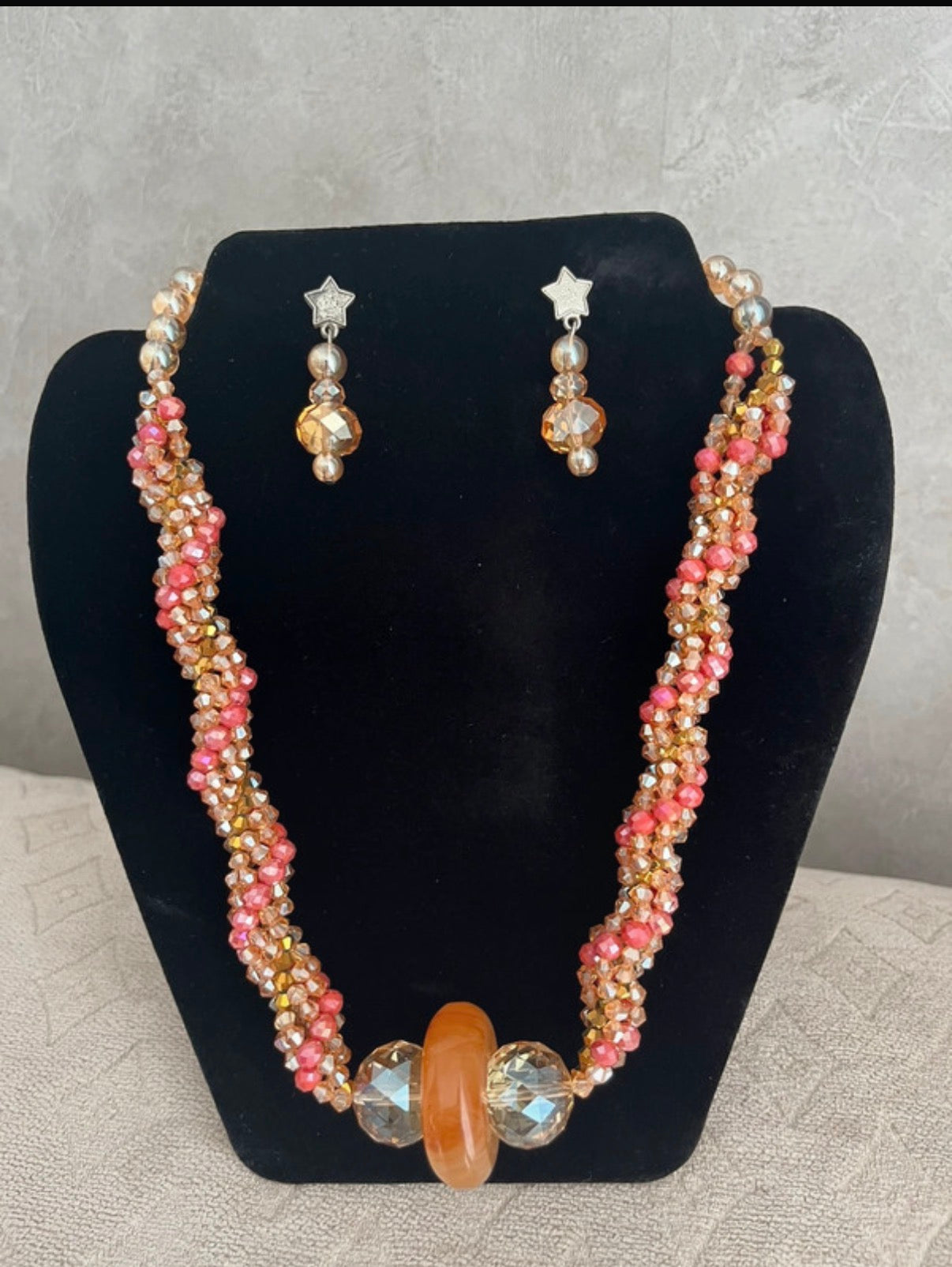 Handmade crystal beaded jewellery set