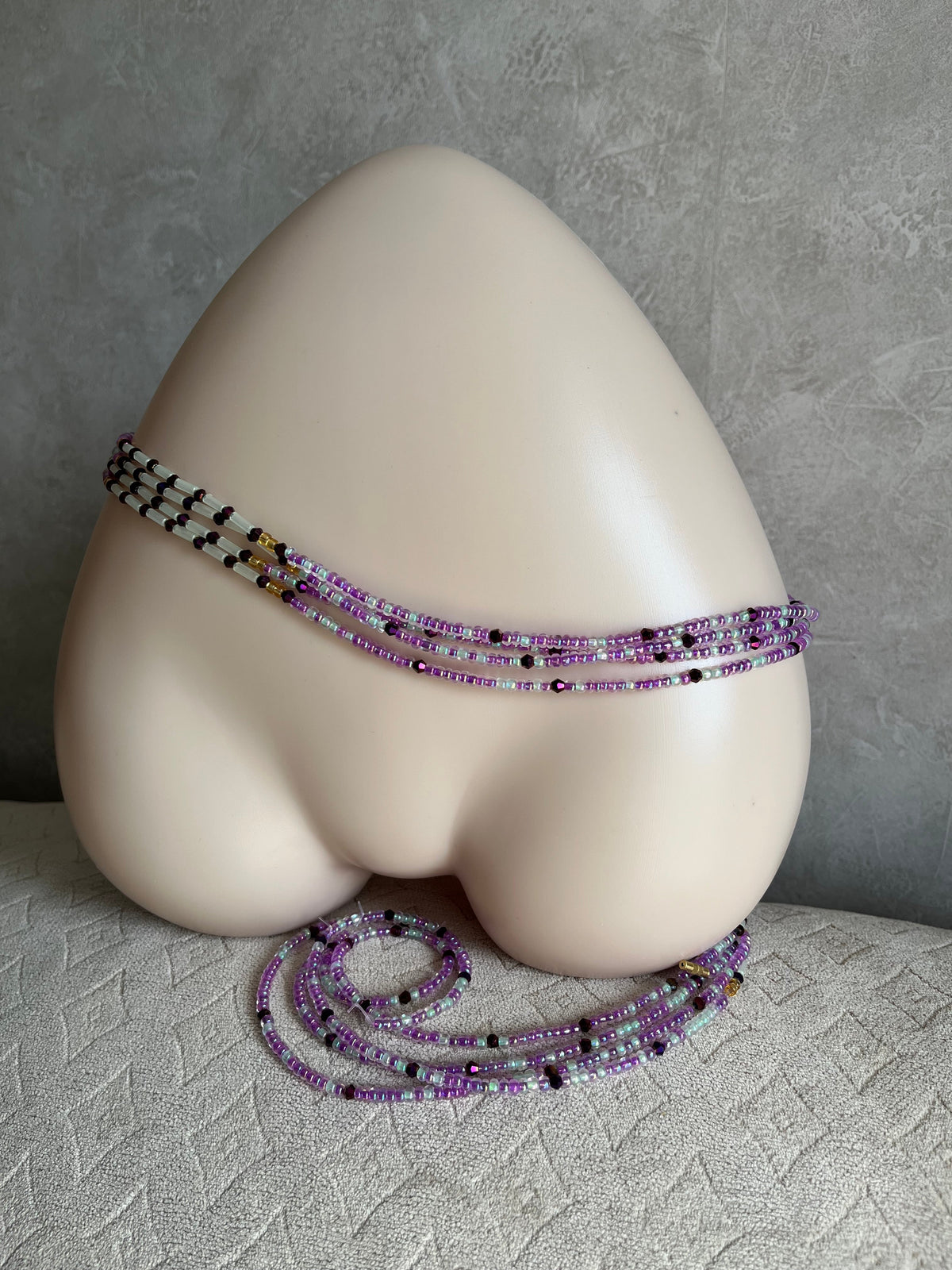 Handmade beaded waist chain with a touch of glow beads