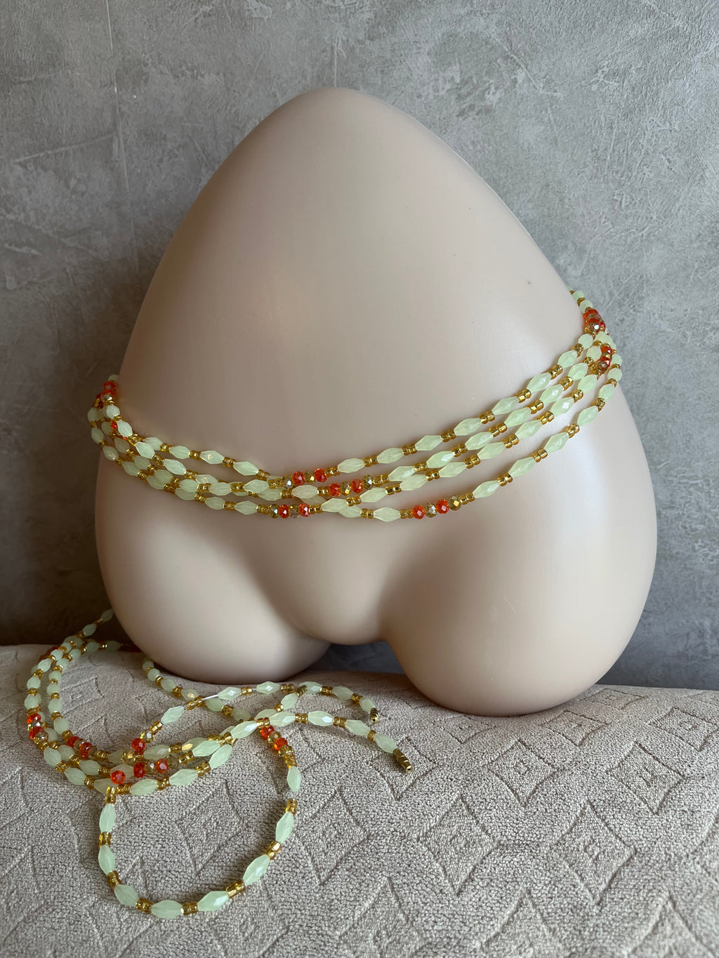 Handmade waist chain with crystal beads and glow beads screw-on lock