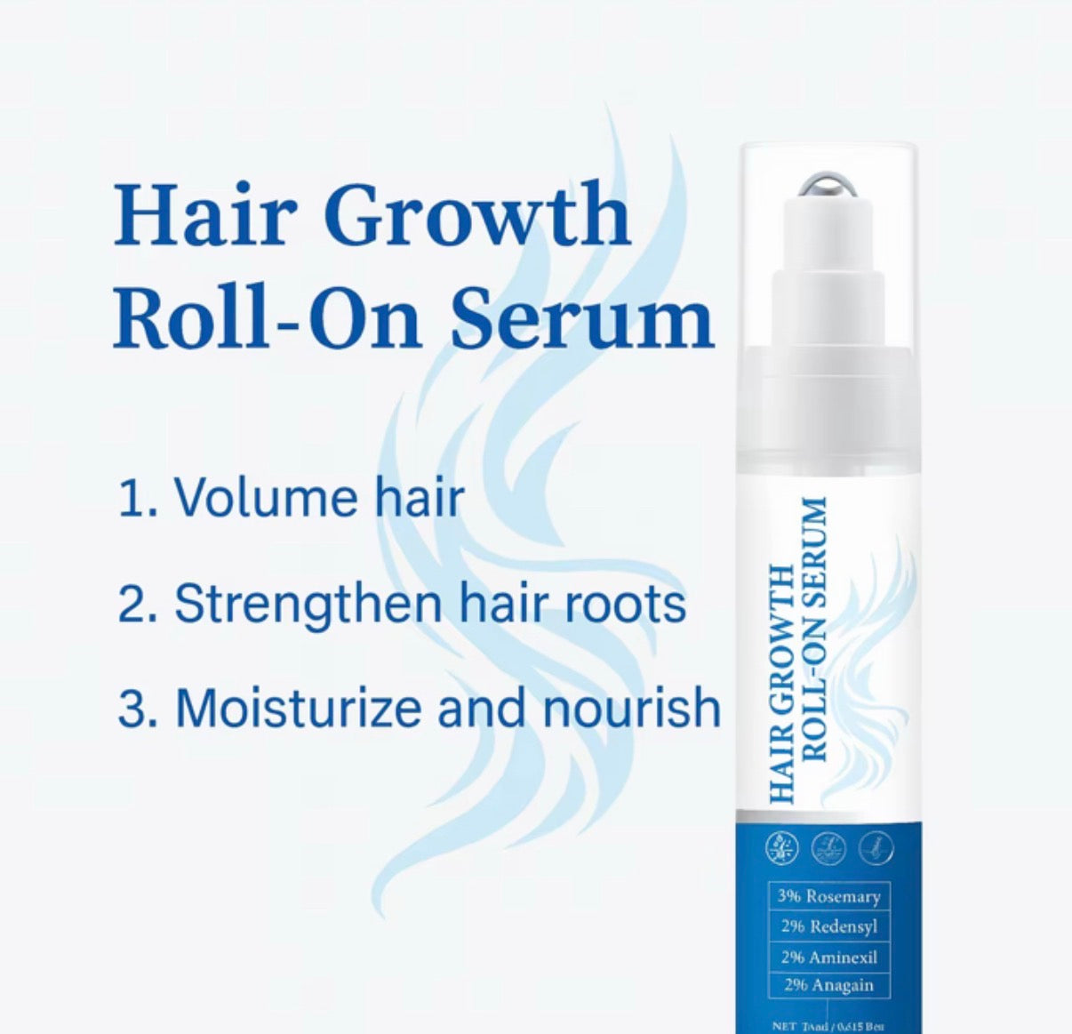Hair regrowth roll-on serum for hair loss prevention revitalising scalp treatment