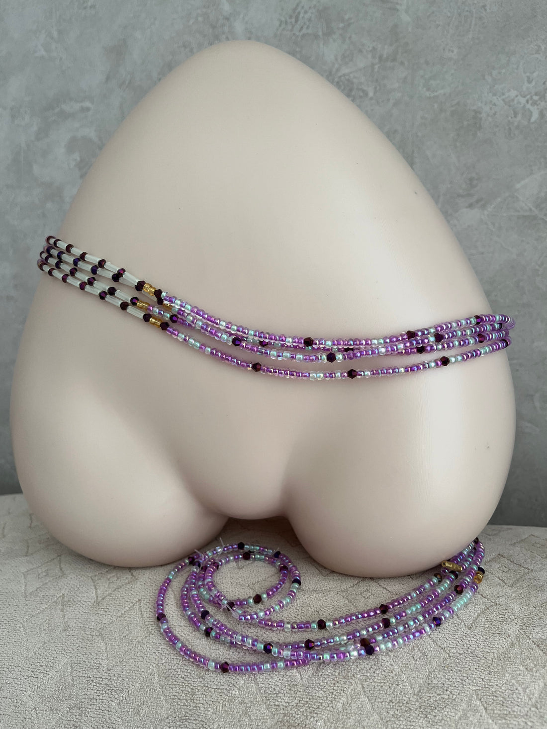 Handmade beaded waist chain with a touch of glow beads