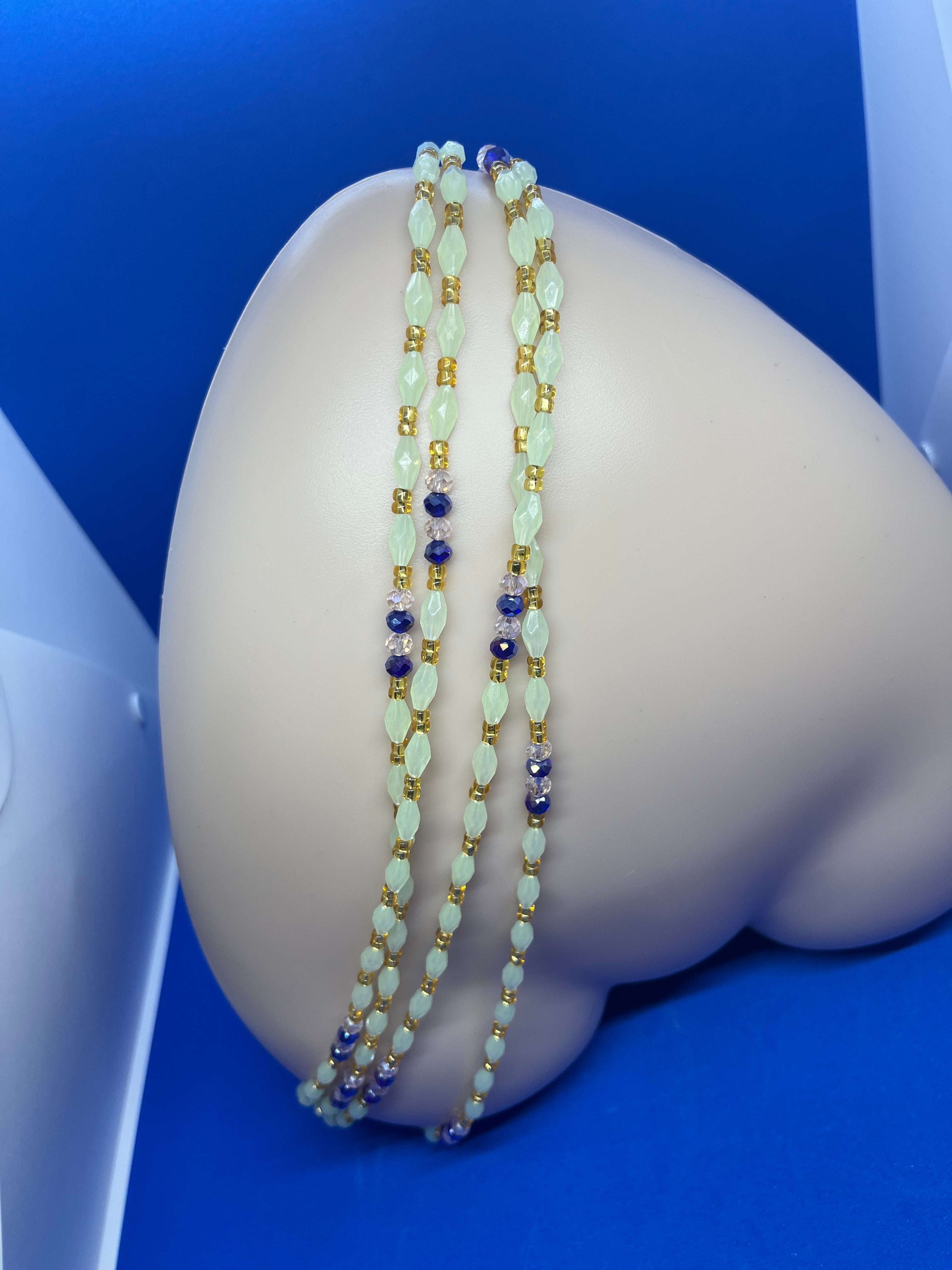 Handmade waist chain with crystal beads and glow beads