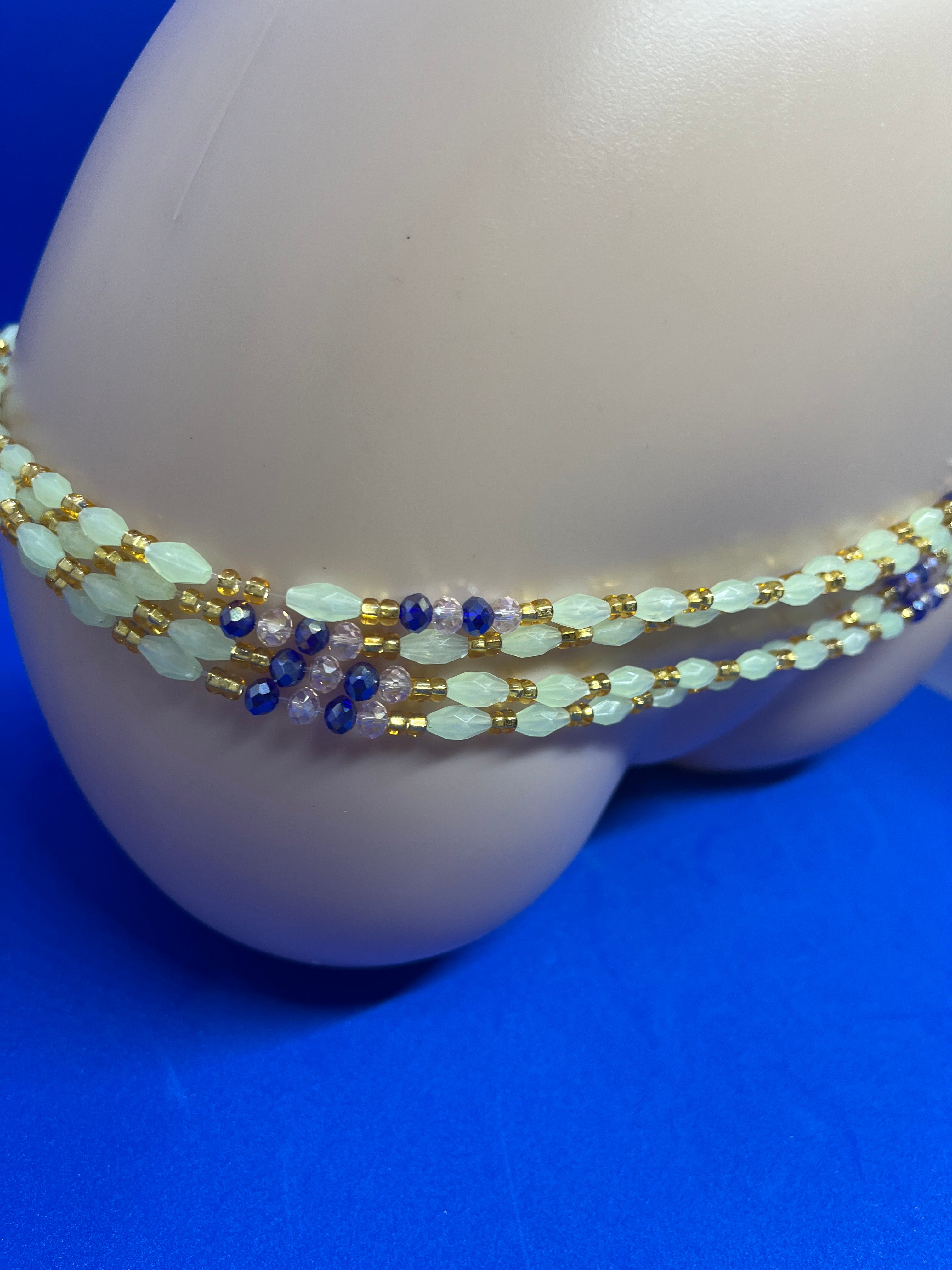 Handmade waist chain with crystal beads and glow beads