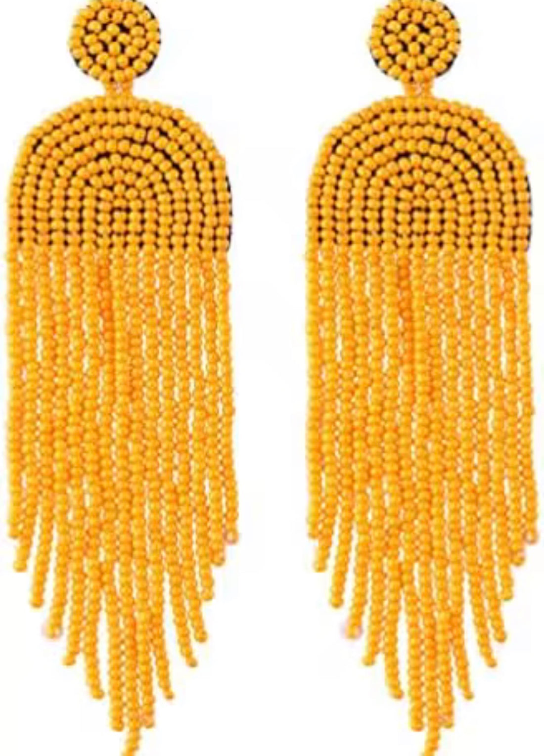Yellow Bohemian long Tassel Drop Beaded Earrings