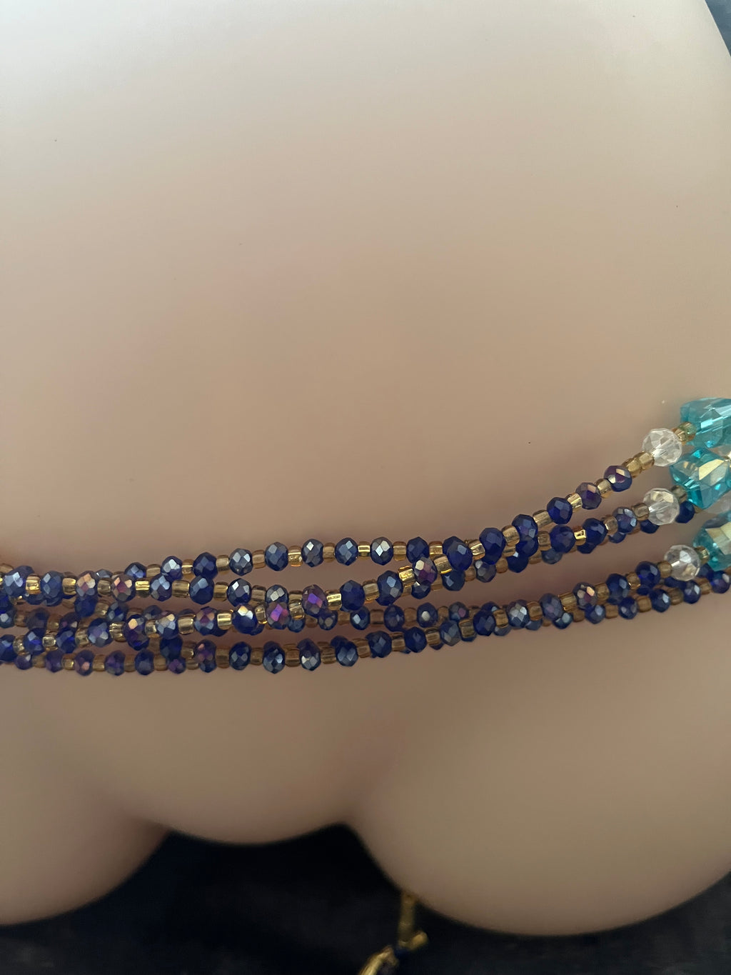 Handmade waist beaded body jewellery screw on crystal beads chain