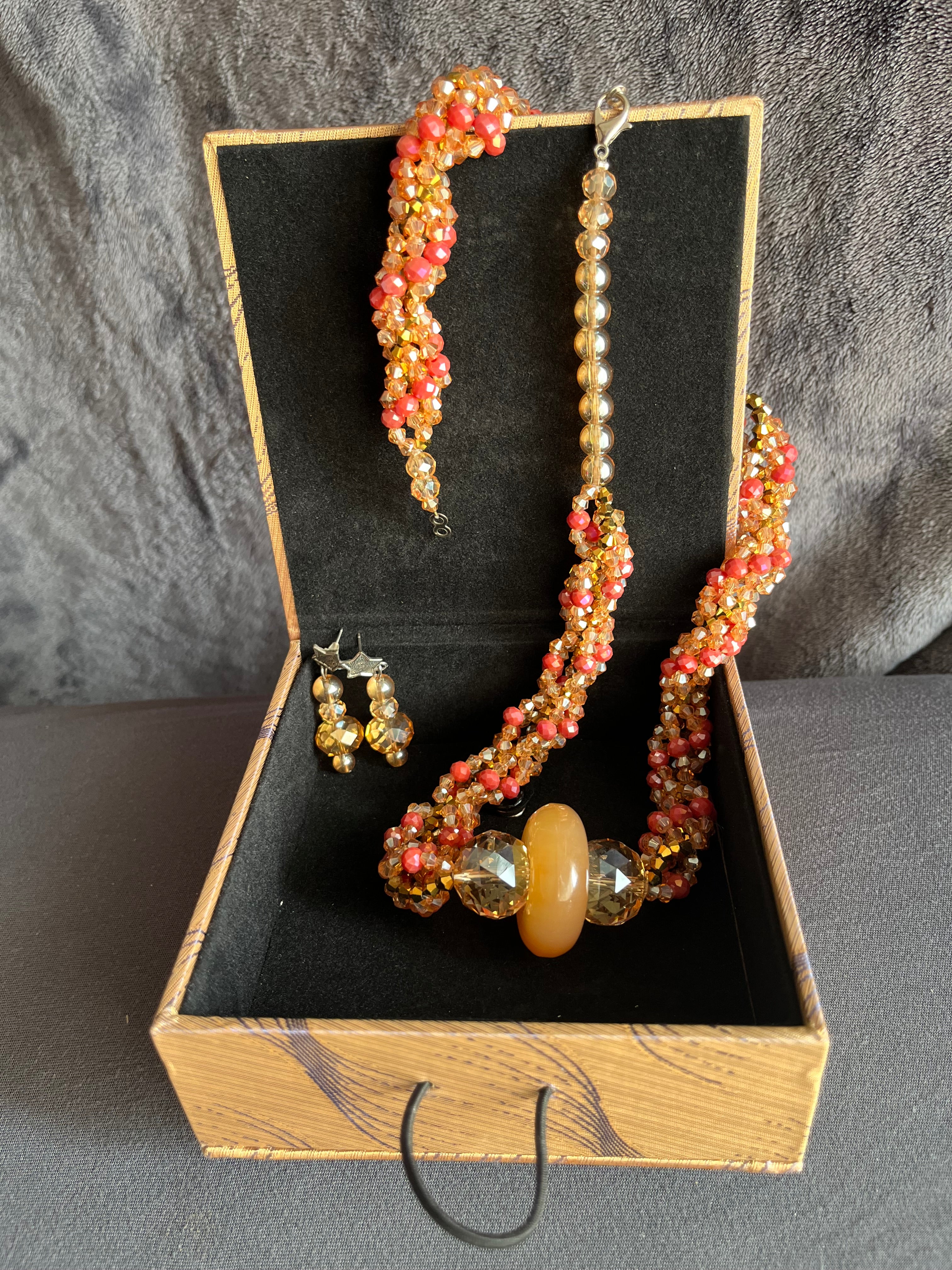 Handmade crystal beaded jewellery set
