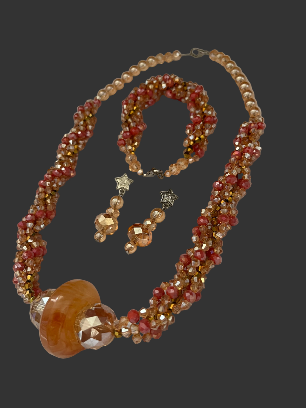 Handmade crystal beaded jewellery set