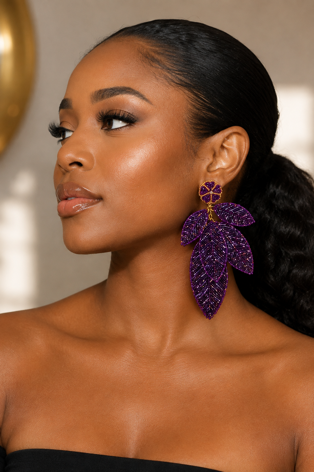 Leaf Beaded Drop Earrings Bohemian Dangling Earrings