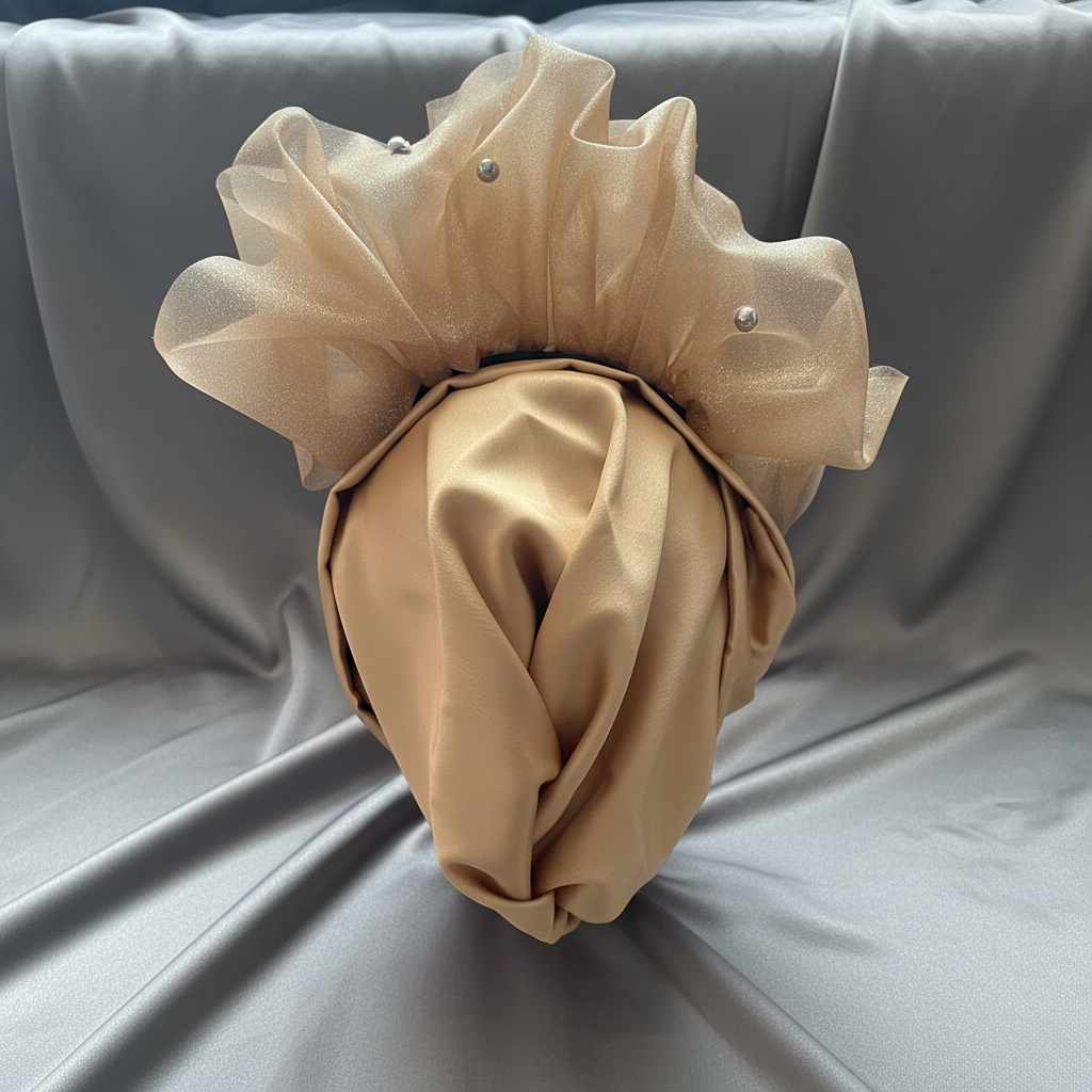 Cap with Fascinator Grey Background