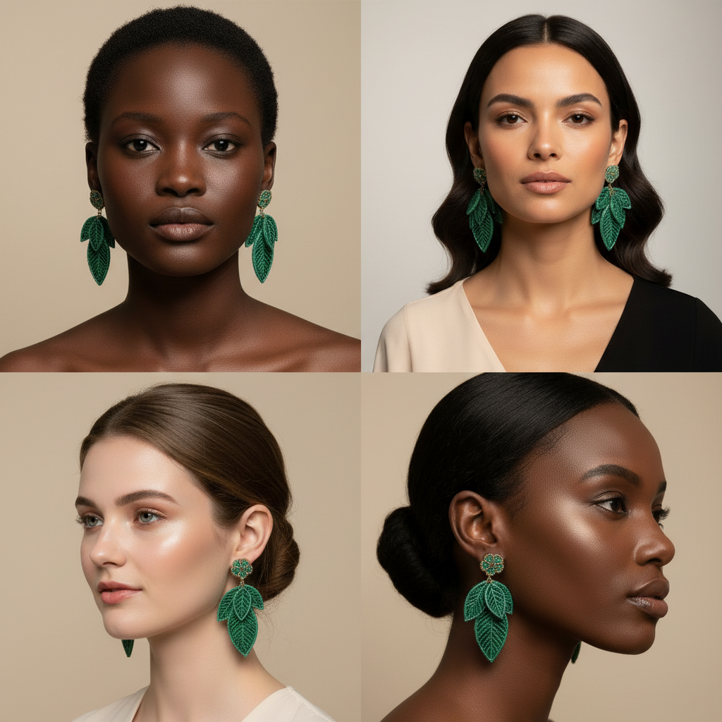 Green Earrings Model Grid