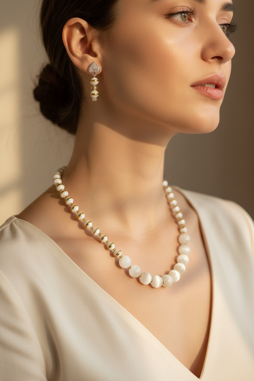 Handmade Beaded Necklace and earrings set