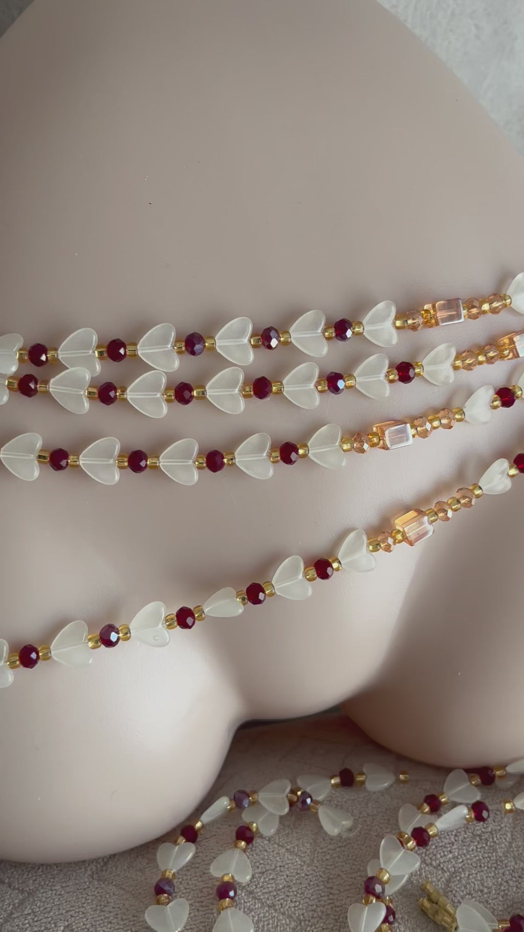 Handmade beaded body jewellery with glow beads and crystal beads