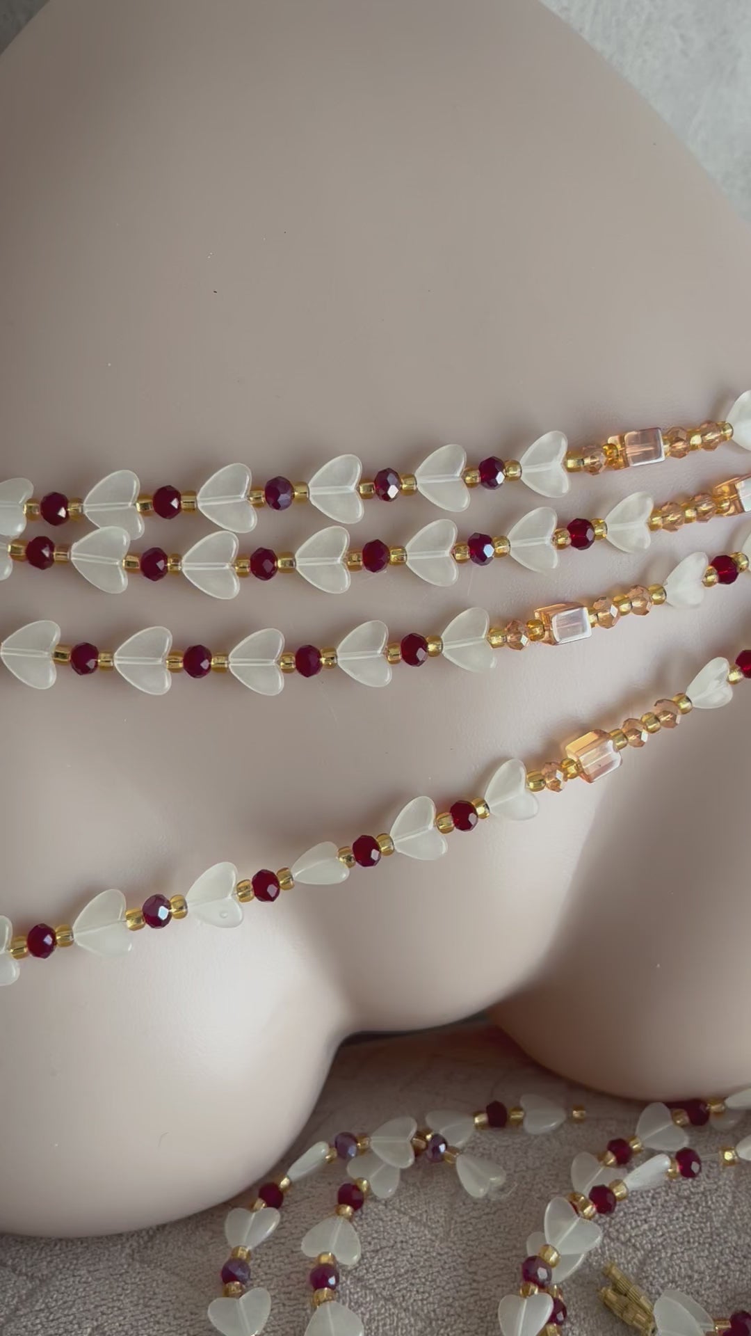 Handmade beaded body jewellery with glow beads and crystal beads