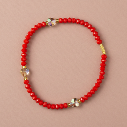 Red hearts single strand blush
