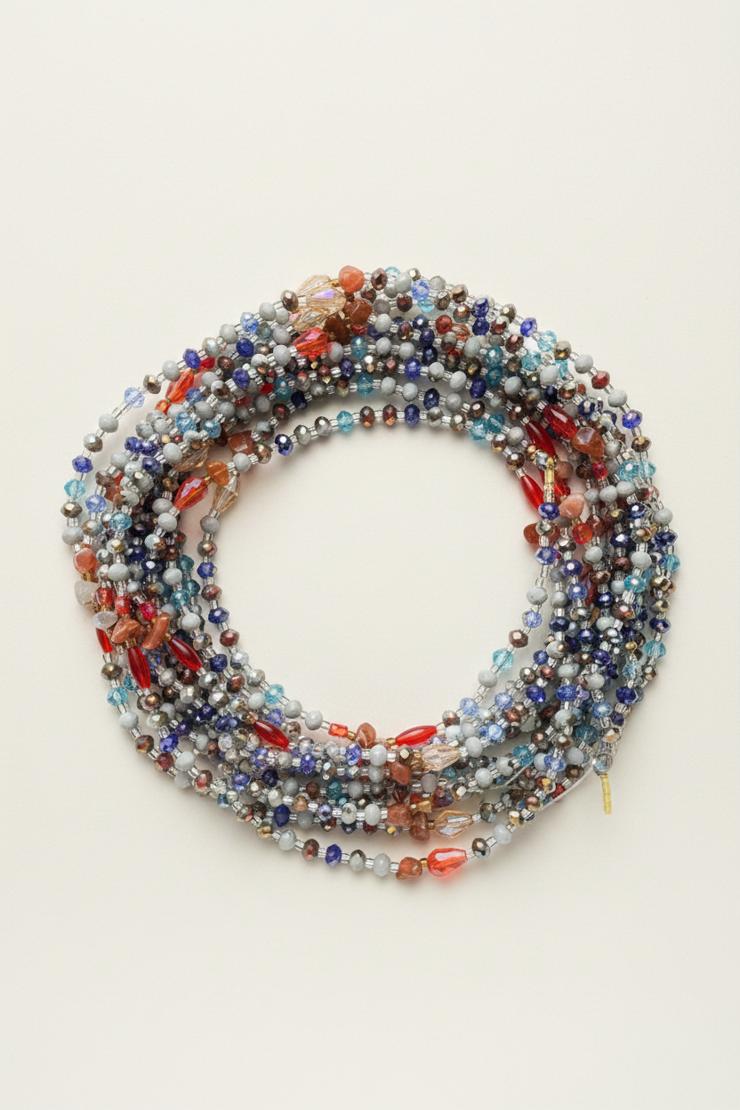 Waist bead flat lay